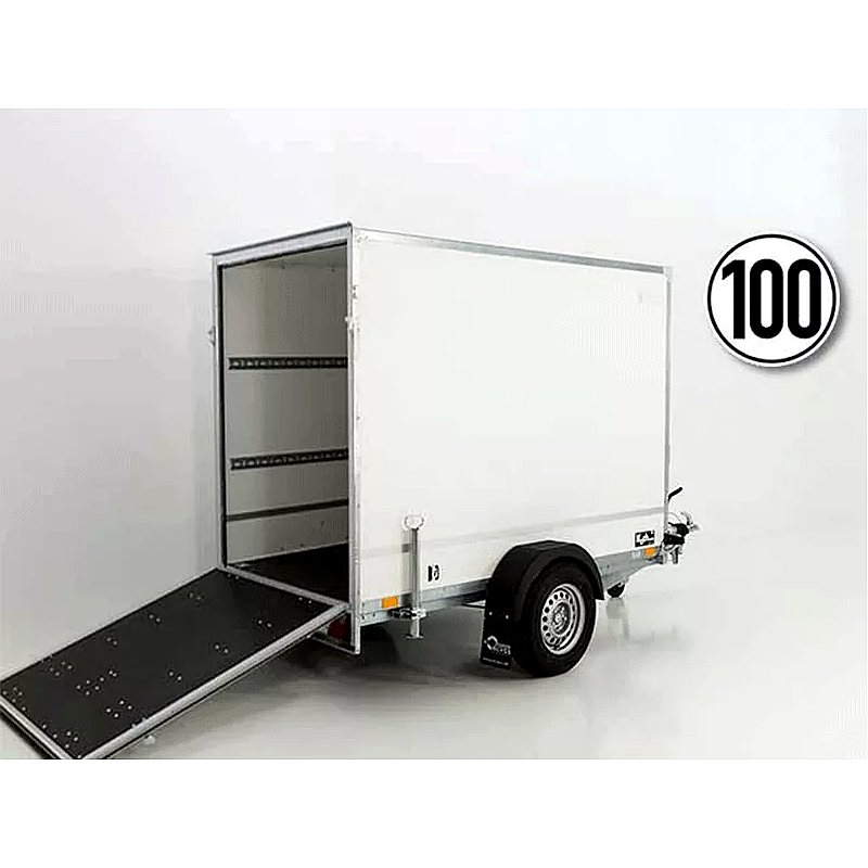 Kofferanhänger BK 130x264cm, 1,3t, Rampe, 180cm Höhe, 745kg Nutzlast