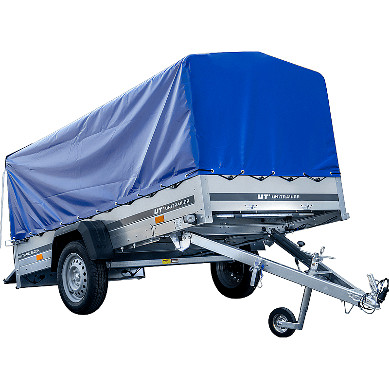 Langer PKW-Anhänger 264 KIPP mit Hochplane und Stützrad – 750 kg