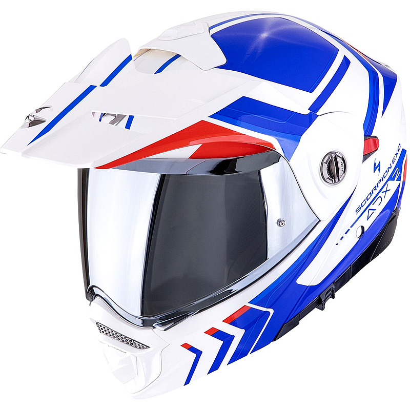 Scorpion ADX-2 Klapphelm Weiß-Blau-Rot mit Sonnenblende