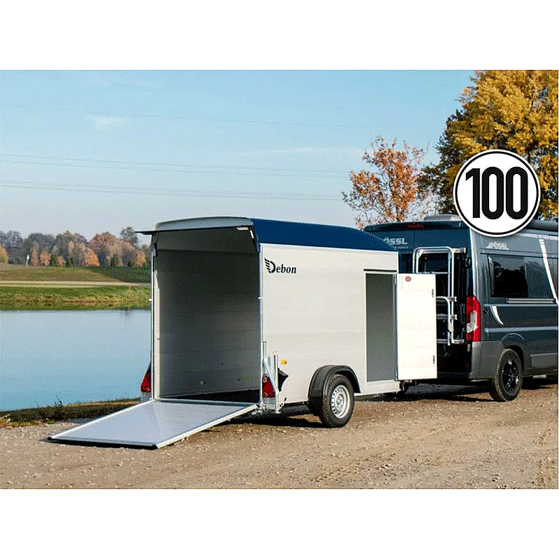 Debon Cargo Kofferanhänger 1300kg, Alu/Poly, 295x148x195cm, Blau