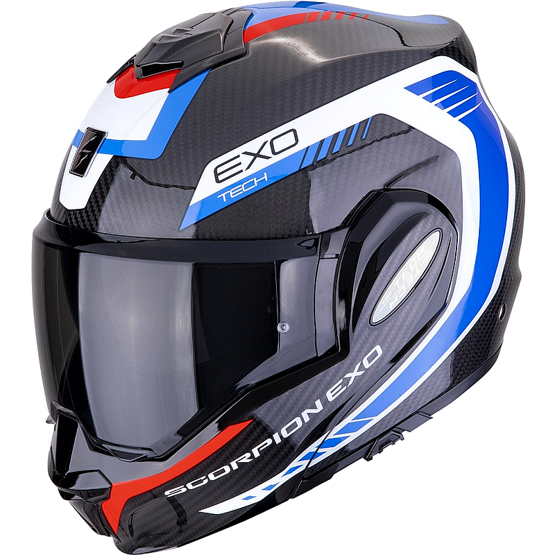 Scorpion Exo-Tech Carbon Klapphelm Schwarz-Blau-Rot, ECE2206
