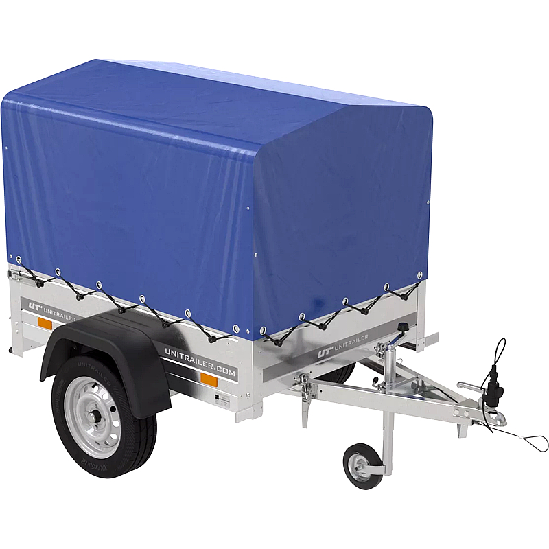 Kippbarer Anhänger 150x106 cm mit Hochplane und Stützrad, 750 kg