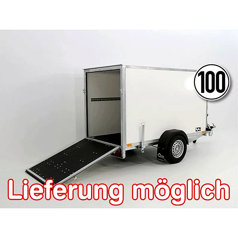 Kofferanhänger 130x264x150cm 1,3t mit Rampe und 100 km/h Zulassung