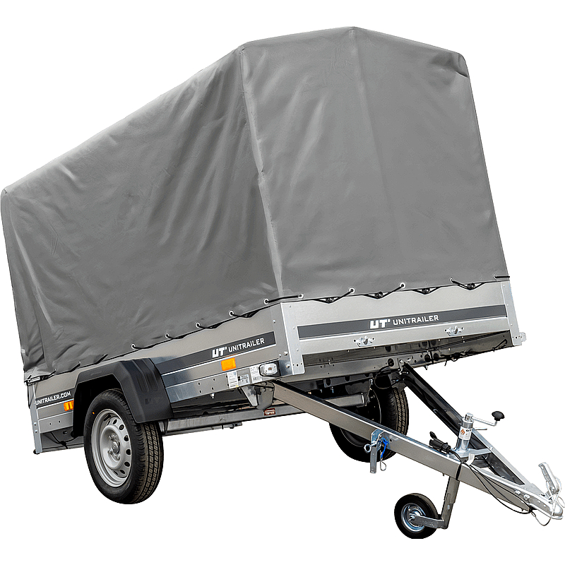 PKW Anhänger 230x125 cm kippbar mit Hochspriegel und Plane, 750 kg