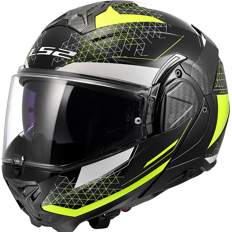LS2 FF910 Advant II Klapphelm Carbon Schwarz-Gelb ECE2206