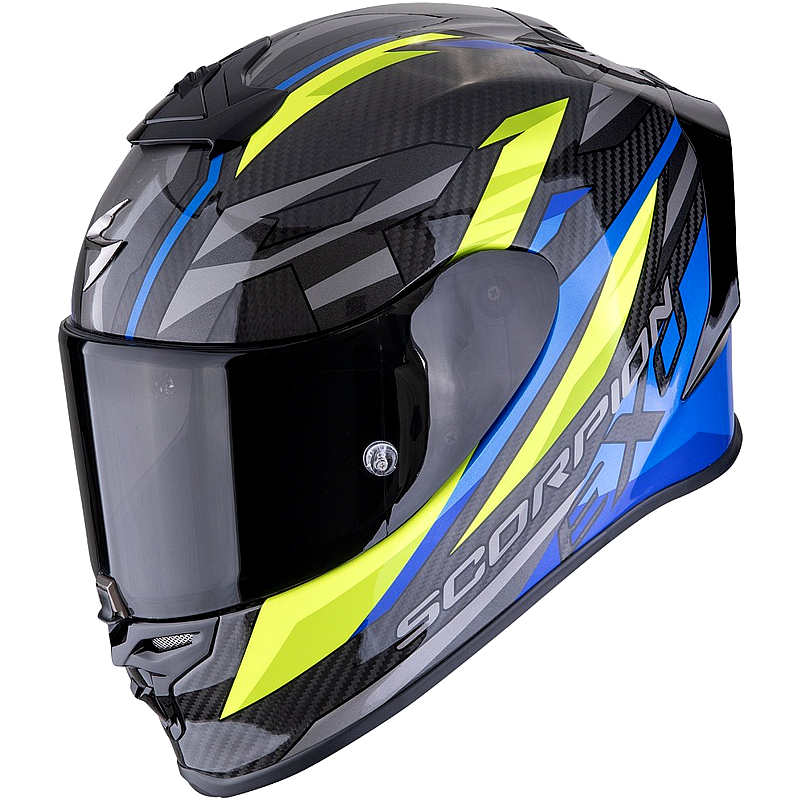 Scorpion Exo R1 Evo Carbon Air Integralhelm ECE 2206 Schwarz-Blau-Neon