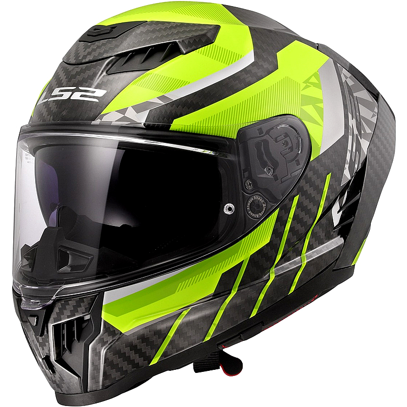 LS2 FF807 Dragon Trax Hi Vis Integralhelm aus Carbon, gelb