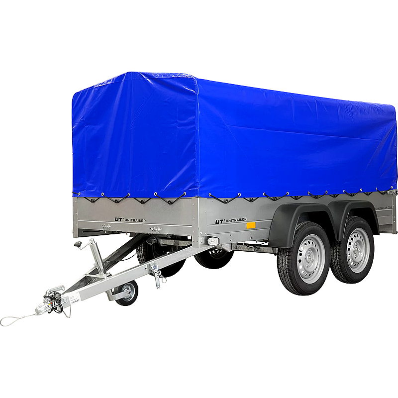 Zweiachsiger Kippanhänger 264/2 mit Stützrad und Plane – 750 kg