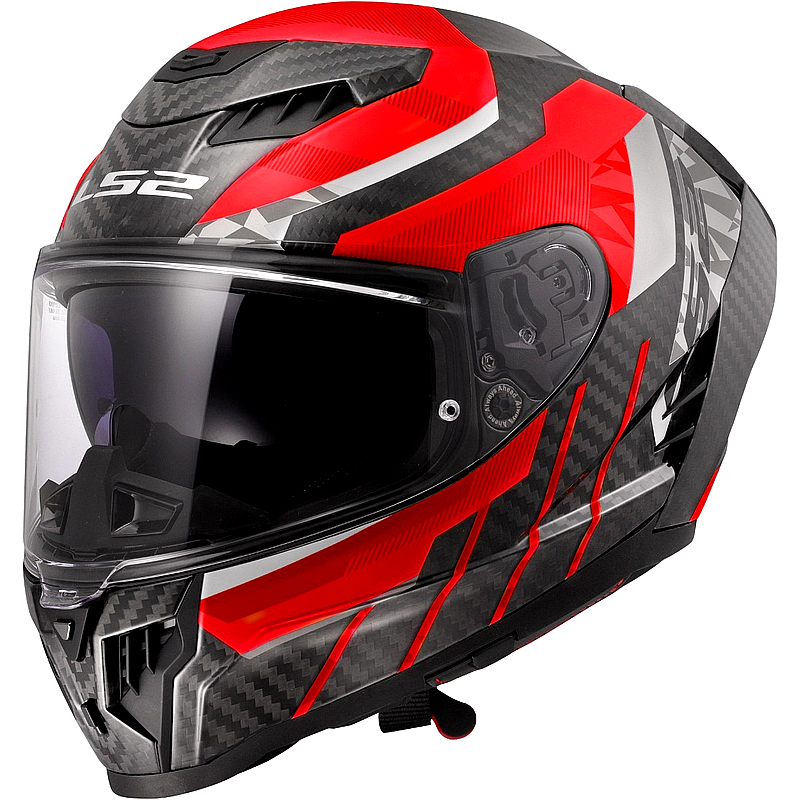 LS2 FF807 Dragon Carbon Integralhelm mit Sonnenblende, rot
