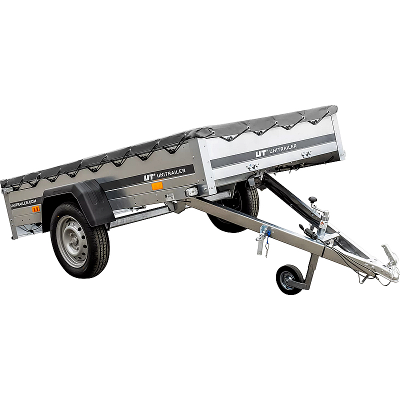 Kippbarer PKW-Anhänger 230x125 cm mit Flachplane, 750 kg